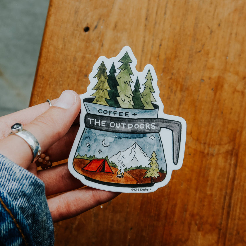 Coffee and the Outdoors Vinyl Sticker