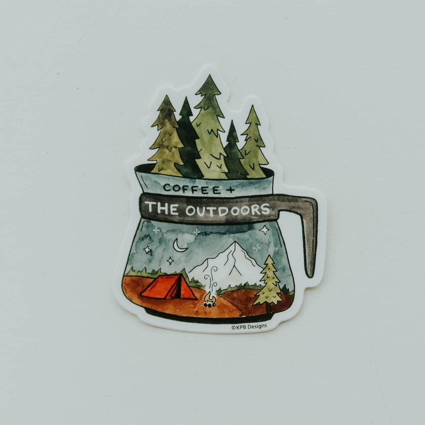 Coffee and the Outdoors Vinyl Sticker