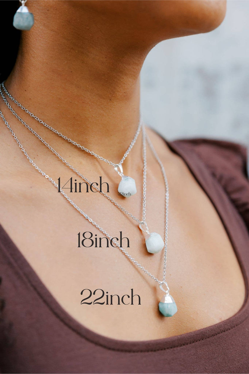 Raw Aquamarine Gemstone Necklace