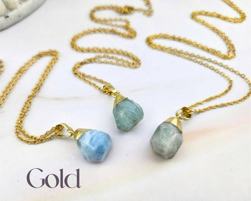 Raw Aquamarine Gemstone Necklace