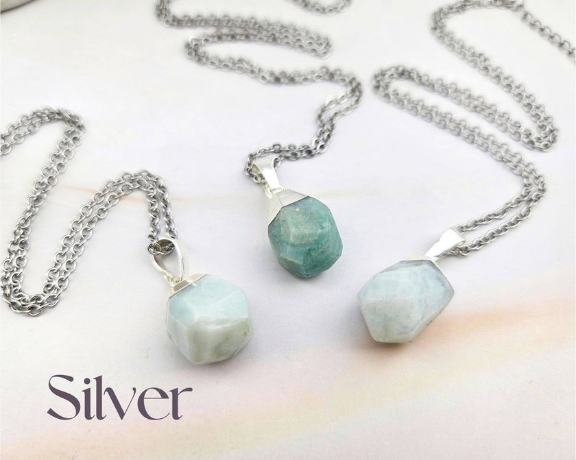 Raw Aquamarine Gemstone Necklace