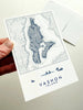 Vashon Blue Topo Map Postcard