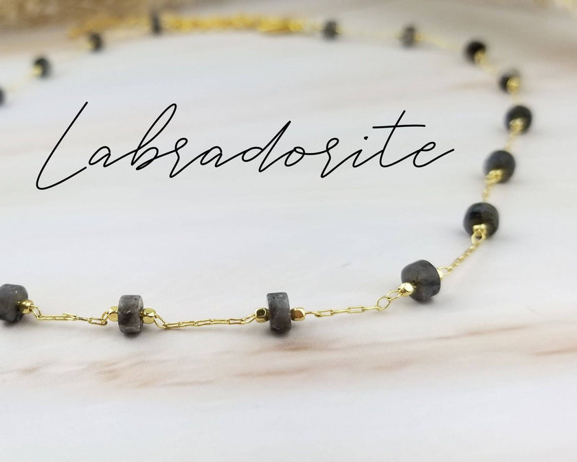 18K Dainty Gold Gemstone Choker