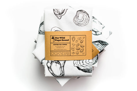 Oyster Printed 100% Cotton Kitchen Tea Towel