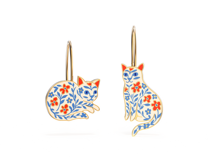 Floral Cats Earrings
