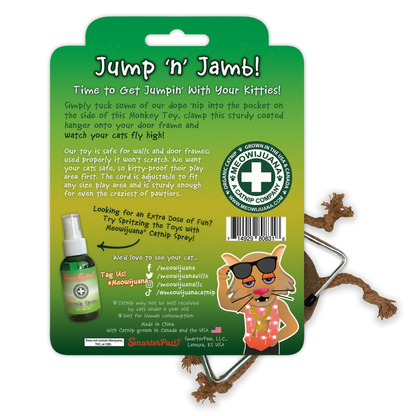 Jump 'n' Jamb - Get The Monkey Off Your Back Refillable Catnip Cat Toy