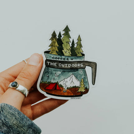 Coffee and the Outdoors Vinyl Sticker