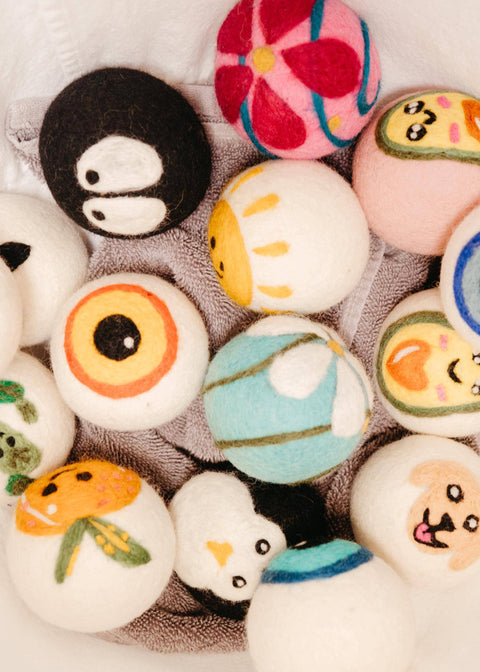 Organic Wool Dryer Balls--Whimsical Watermelon