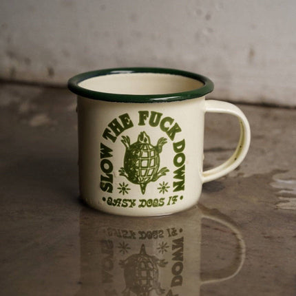 'Slow The Fuck Down' Enamel Mug