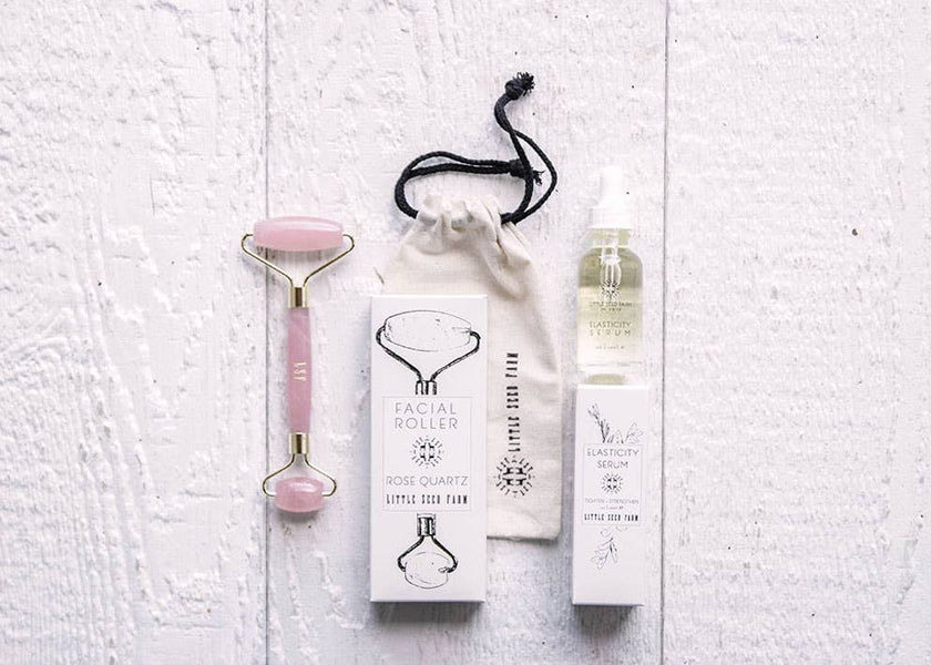 Rose Quartz Roller + Elasticity Serum Gift Set
