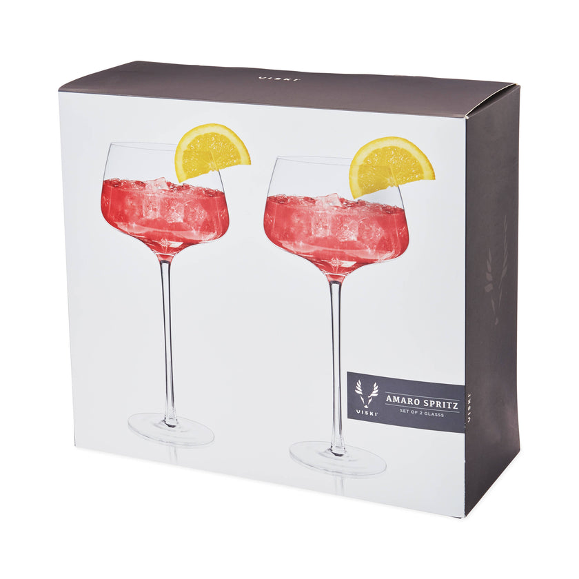 Raye™ Angled Crystal Stemmed Amaro Spritz Glasses - Set of 2