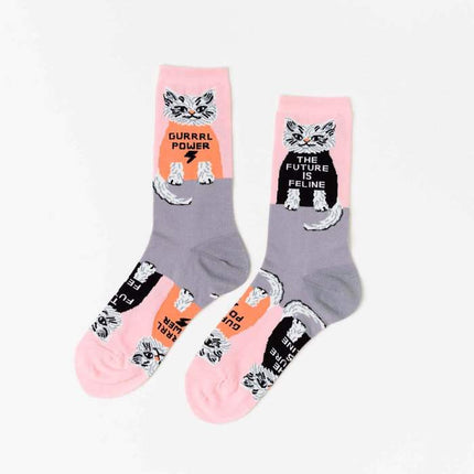 Future Is Feline Crew Socks - Women's Crew Socks