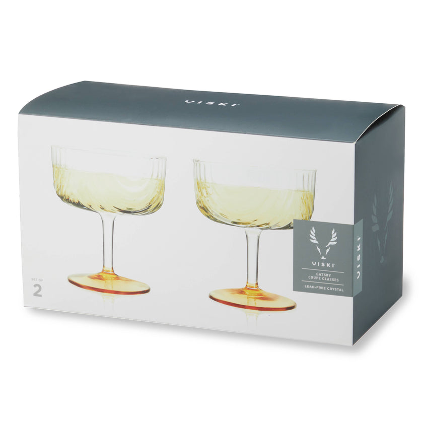 Deco Gatsby Gold-Plated Glass Coupes - Set of 2