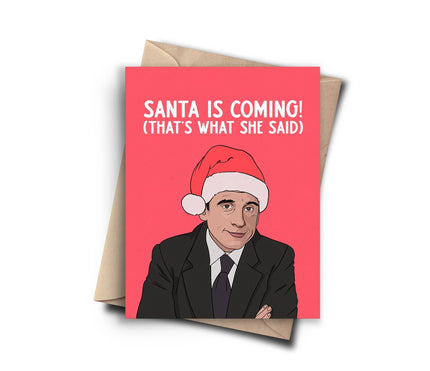 The Office Santa Coming Christmas Card