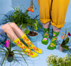Mushroom Butterfly Socks - Women's 1970s Retro Crew Socks