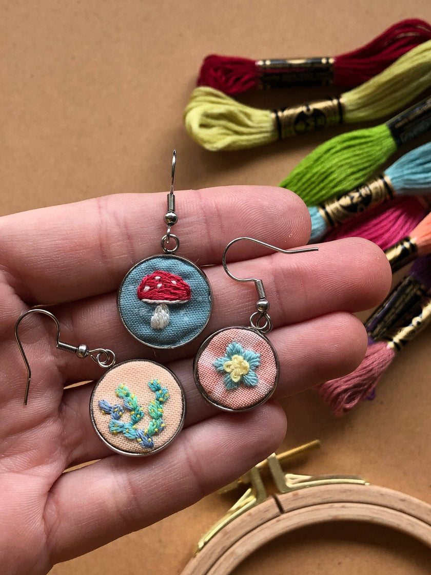 Earrings - Beginner Hand Embroidery DIY Craft Kit