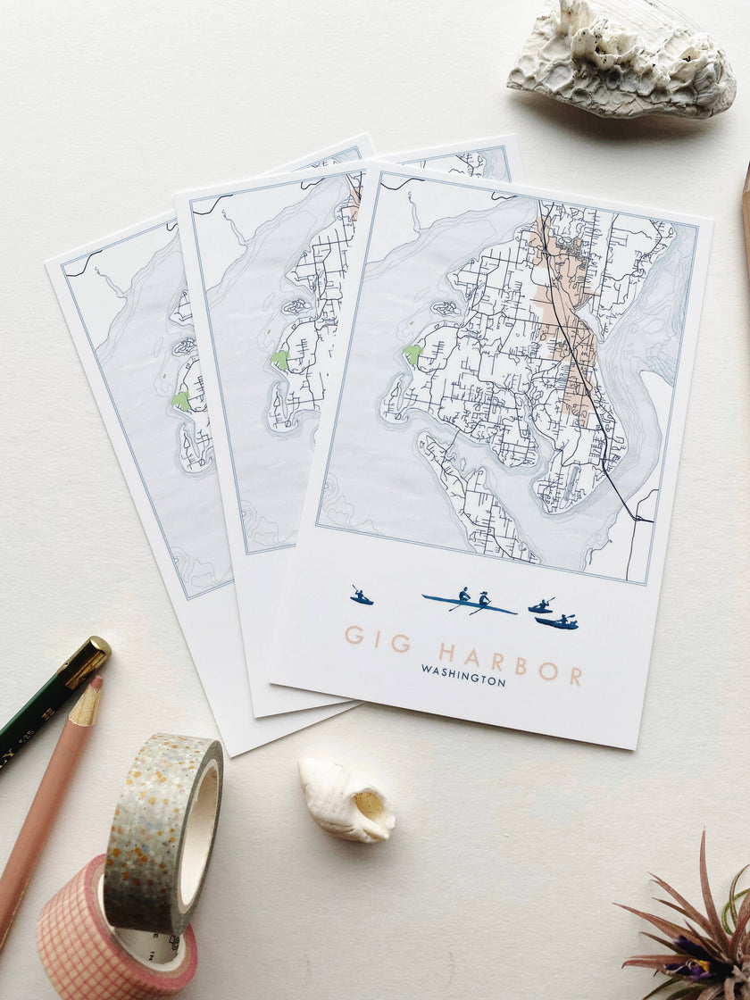 Gig Harbor Washington Topo Map Postcard