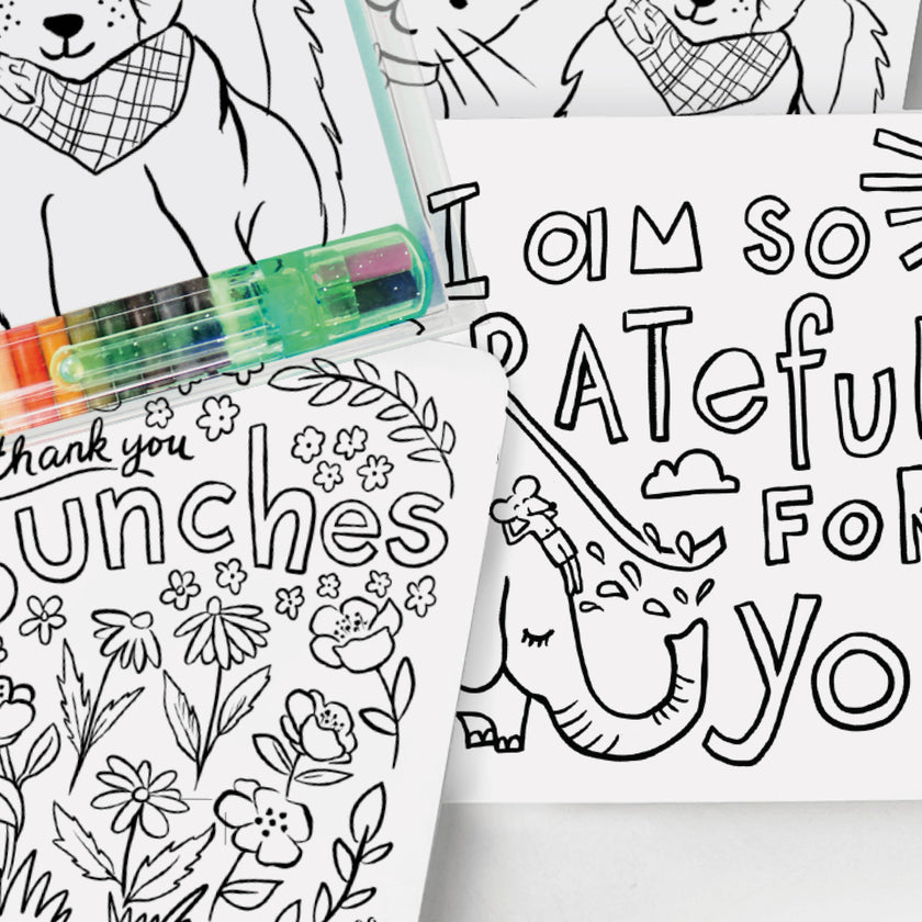 Color-In Postcard Kit - Kids Thank You