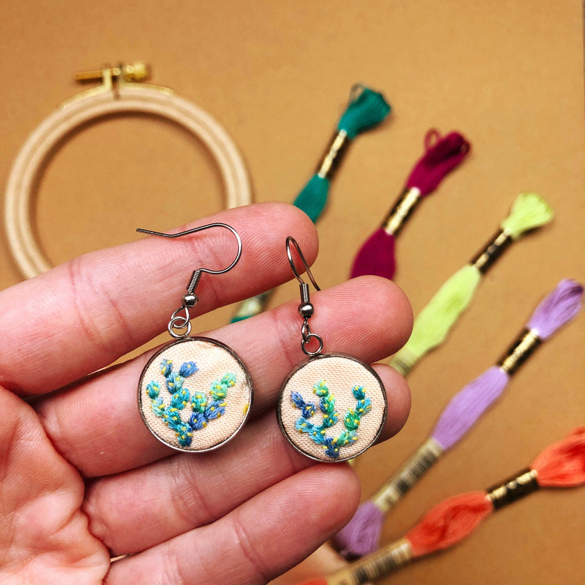 Earrings - Beginner Hand Embroidery DIY Craft Kit