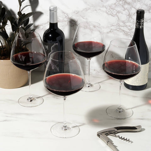 Reserve Inez European Crystal Burgundy Glasses - Set of 4
