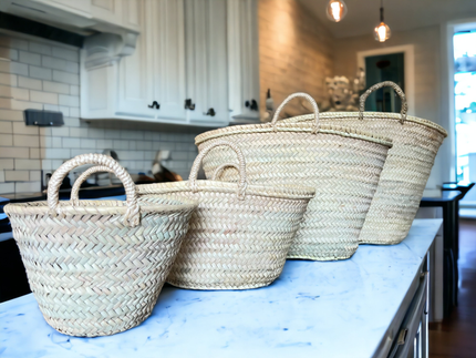 French straw shopping basket