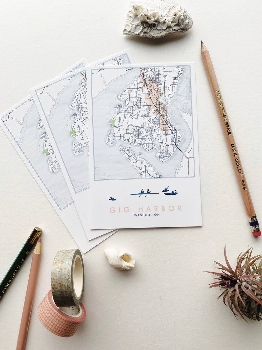 Gig Harbor Washington Topo Map Postcard