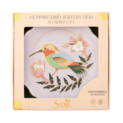 Hummingbird Jewelry Dish & Stud Earring Set