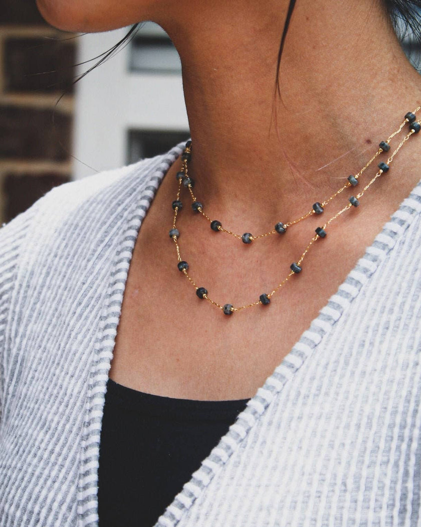 18K Dainty Gold Gemstone Choker