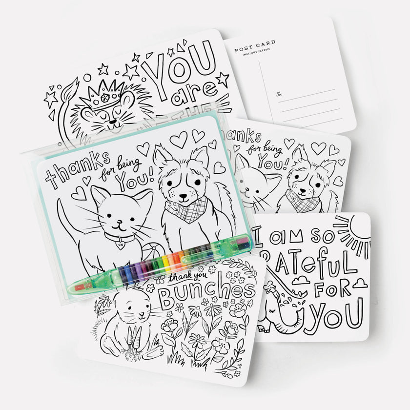 Color-In Postcard Kit - Kids Thank You