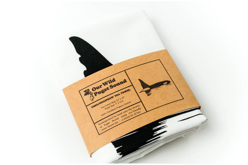 Chainsaw the Orca 100% Cotton Printed Kitchen Tea Towel