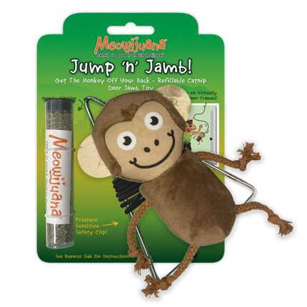 Jump 'n' Jamb - Get The Monkey Off Your Back Refillable Catnip Cat Toy