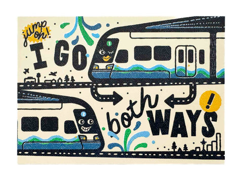 Jump On! I Go Both Ways! Link Light Rail Seattle Postcard