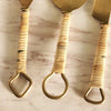 Rattan-Wrapped Gold Cheese Knife Set