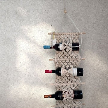 Macrame Hanging Wine Rack