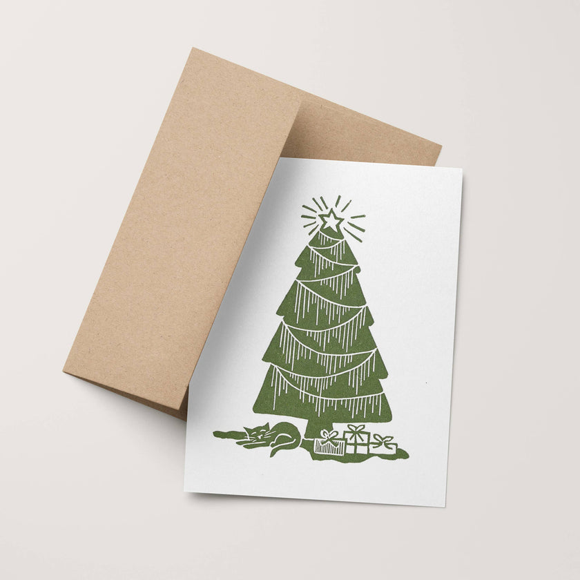 Christmas Kitten Tree Holiday Card