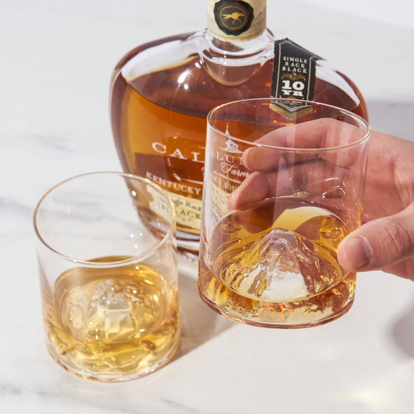 Pacific Northwest Mountain Themed Crystal Tumblers Set of 2