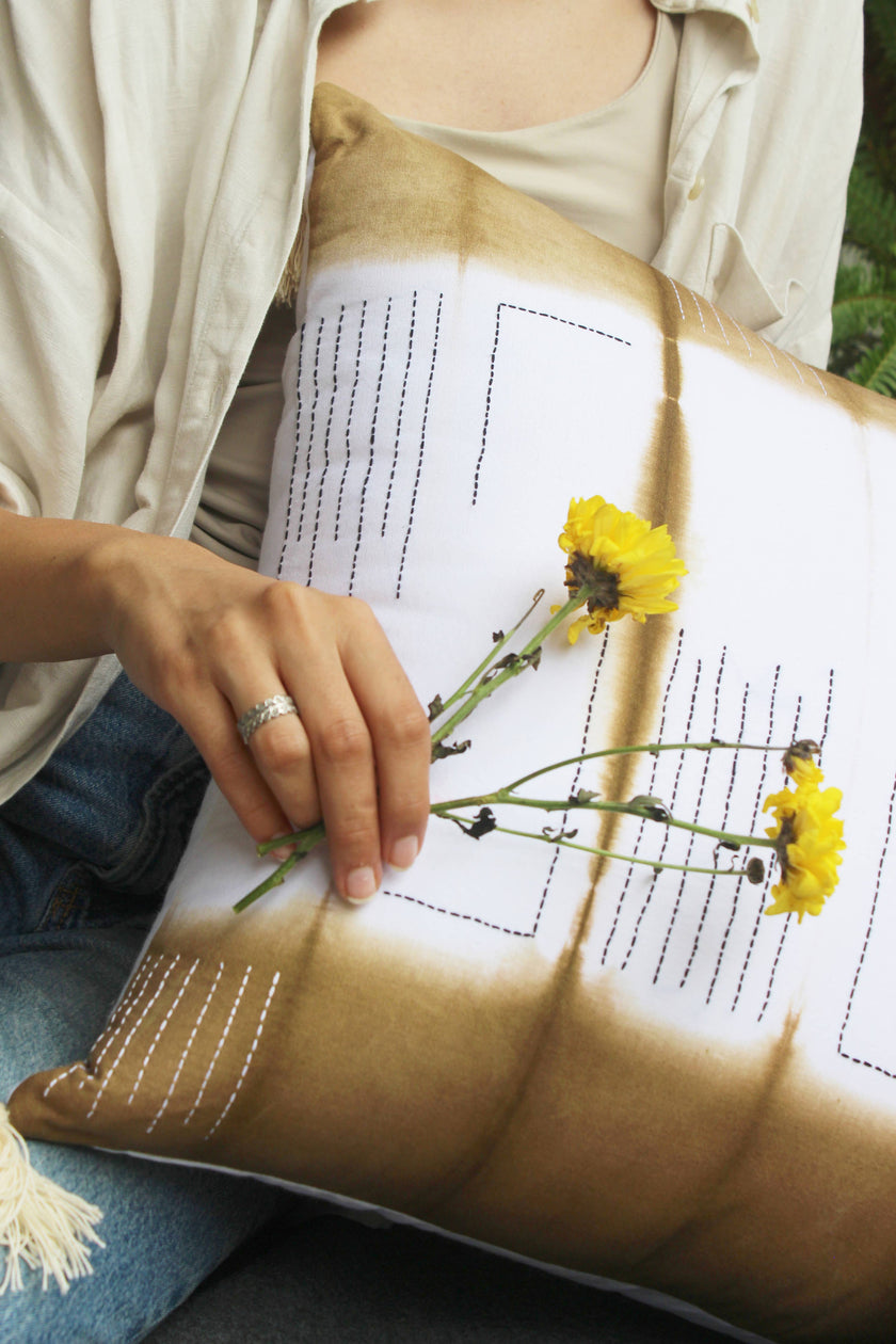 Euphoria Cotton Tie & Dye Pale Brown Throw Pillow