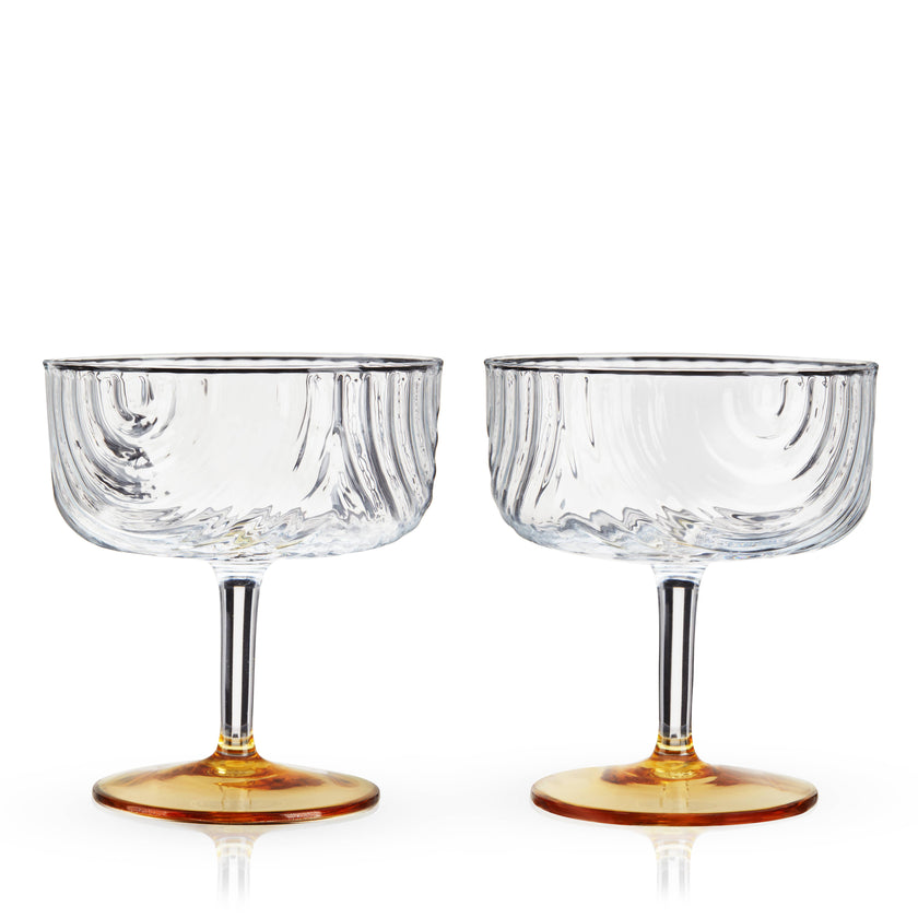 Deco Gatsby Gold-Plated Glass Coupes - Set of 2