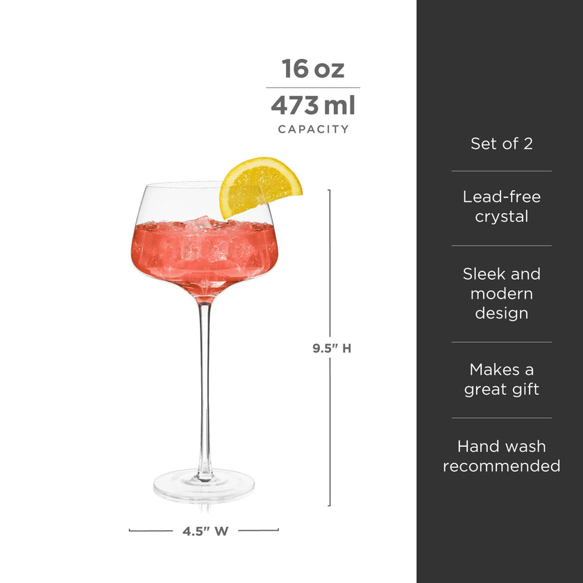 Raye™ Angled Crystal Stemmed Amaro Spritz Glasses - Set of 2