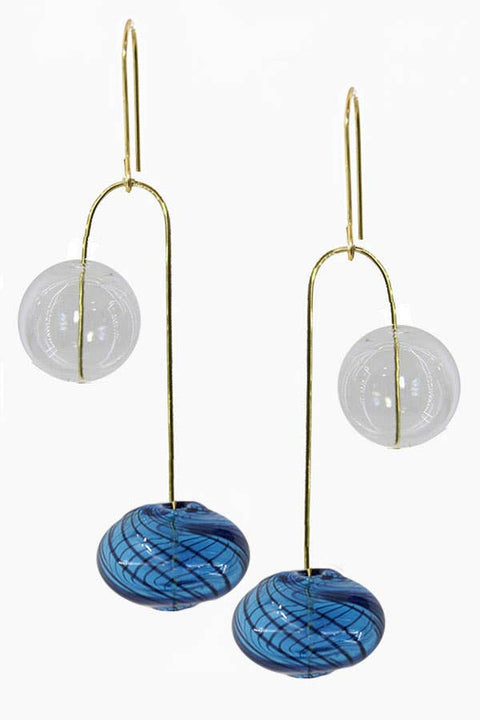 Glass Balance Blue Earrings