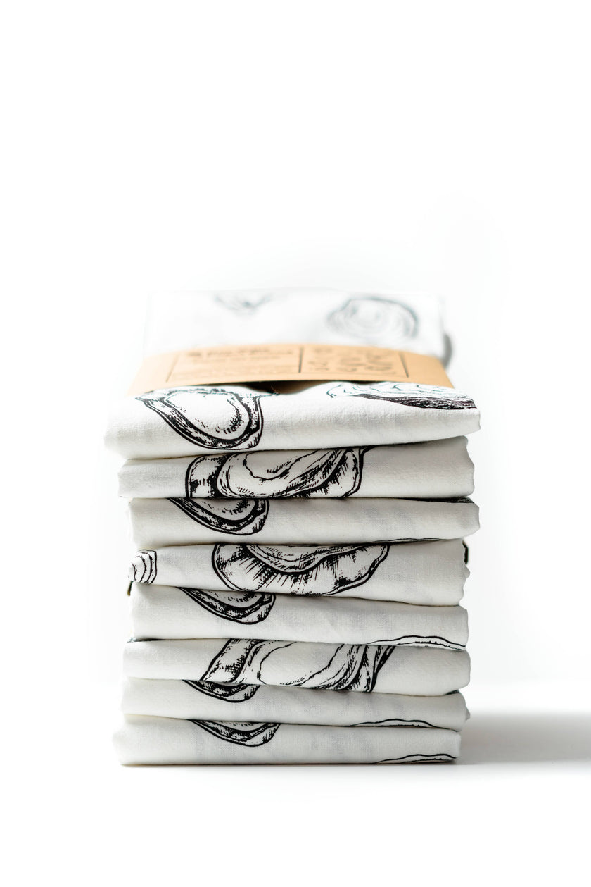 Oyster Printed 100% Cotton Kitchen Tea Towel