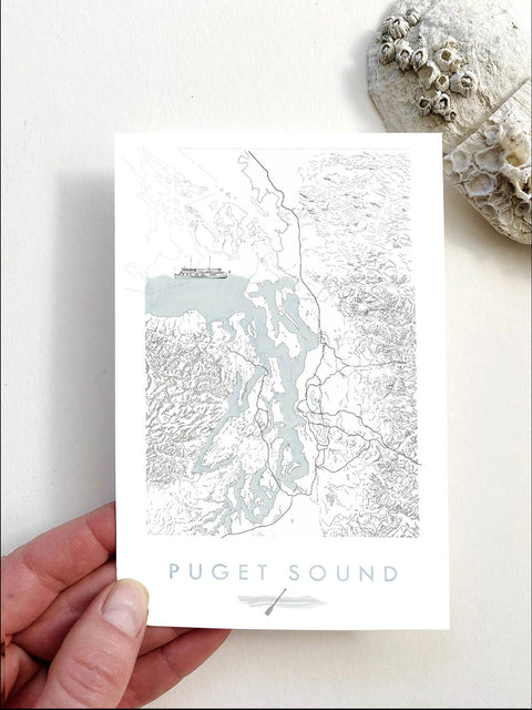 Puget Sound Washington Map - Standard Postcard