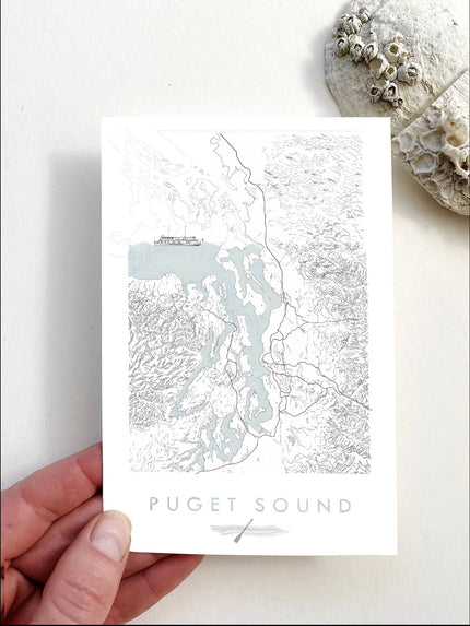 Puget Sound Washington Map - Standard Postcard
