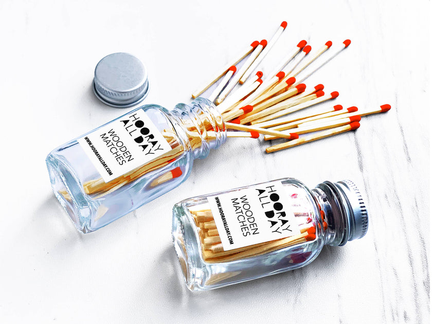 Colorful Wooden Matches In Little Glass Bottle 