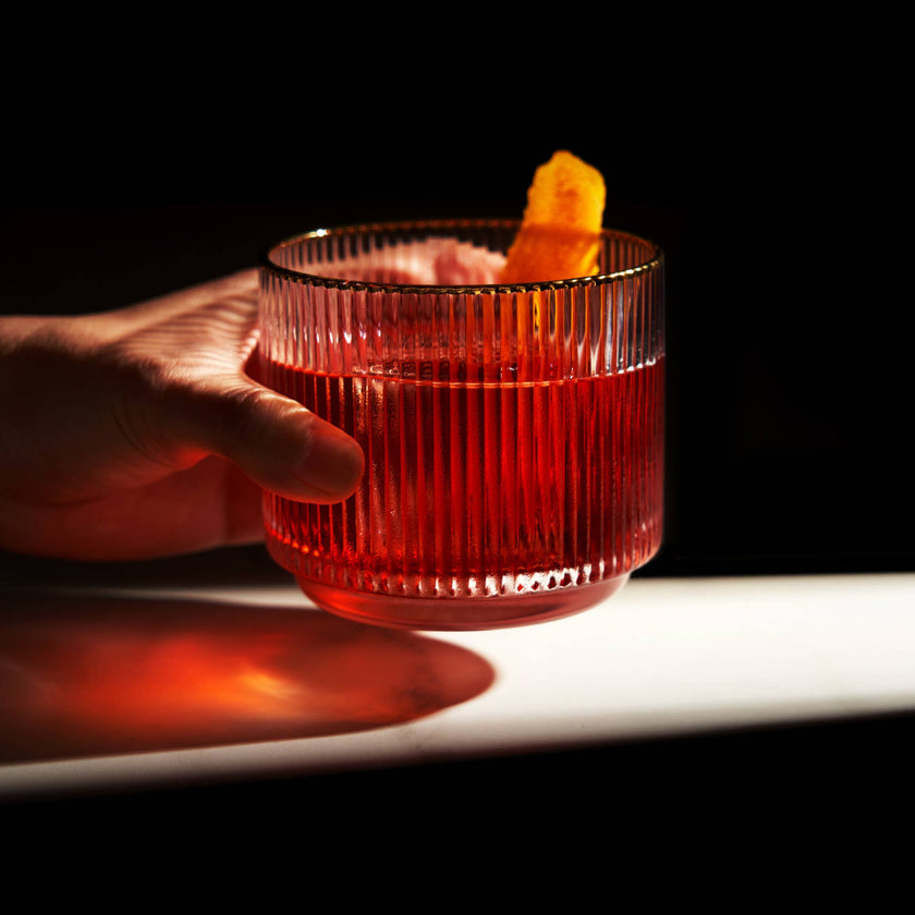 Meridian Crystal Gold Rimmed Lowball Tumblers Set of 2