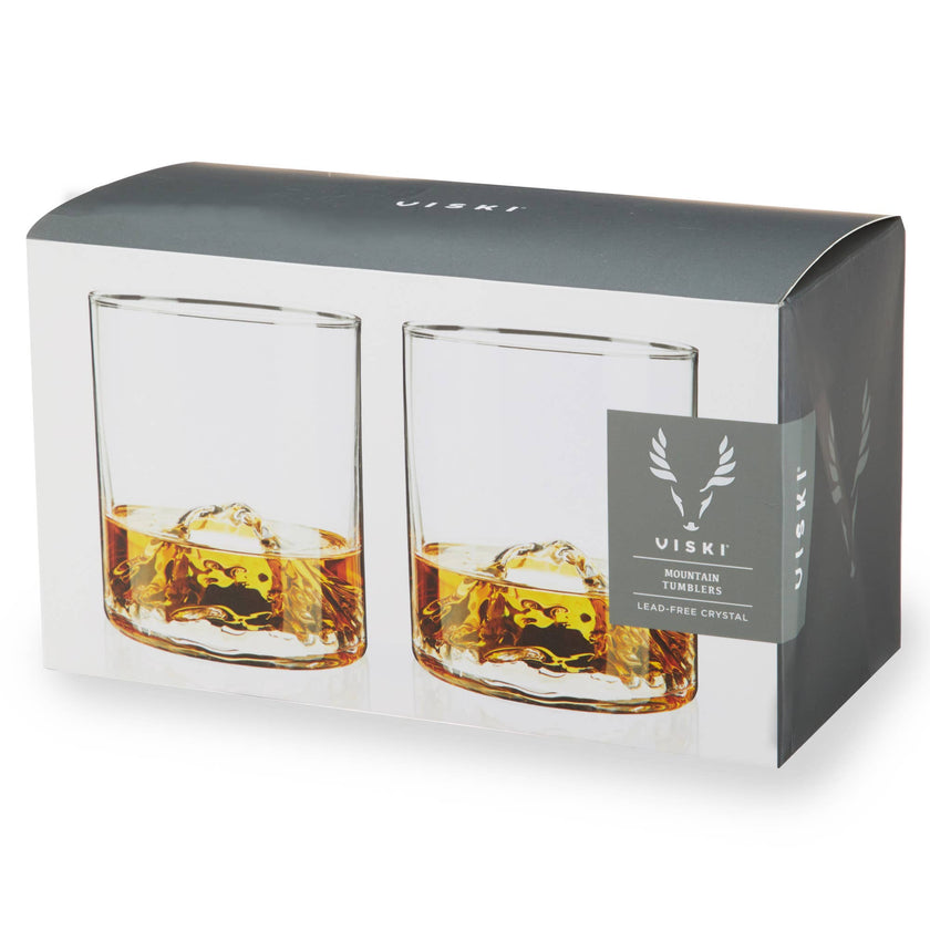 Pacific Northwest Mountain Themed Crystal Tumblers Set of 2