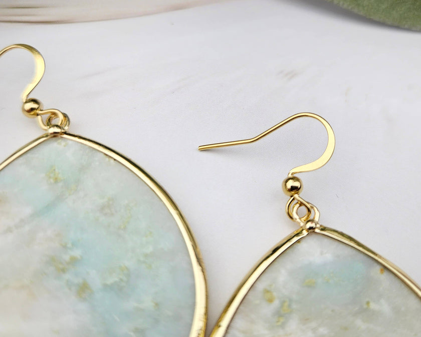 Thin Amazonite Teardrop Dangle Earrings