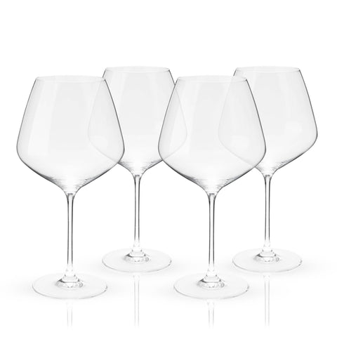 Reserve Inez European Crystal Burgundy Glasses - Set of 4