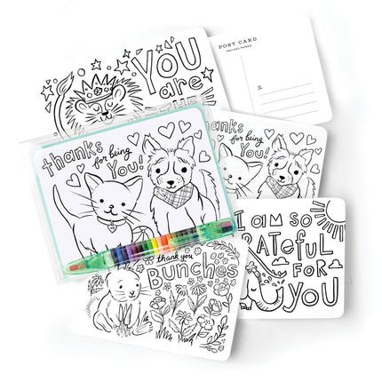 Color-In Postcard Kit - Kids Thank You