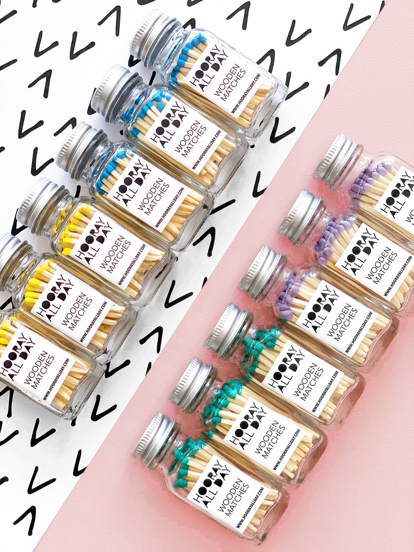 Colorful Wooden Matches In Little Glass Bottle 